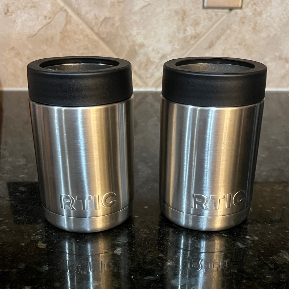 RTIC Stainless Steel Can Coolers - Black and Silver